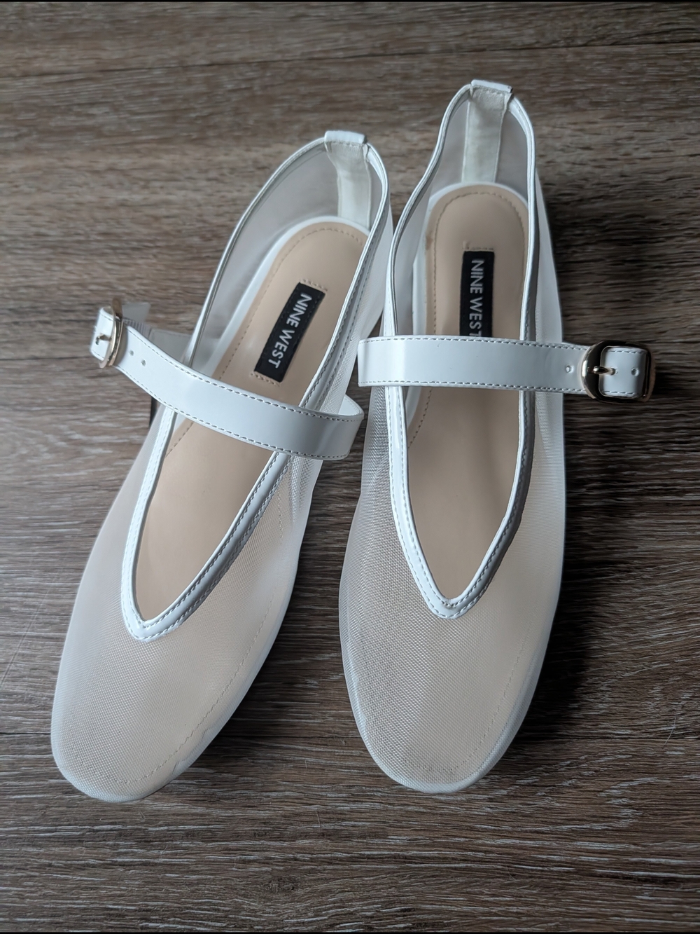 Nine West Women's White Mary Jane Flats